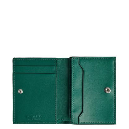 Montblanc Continental Nano Wallet in soft malachite green leather with silver-tone snap buttons and precise stitching
