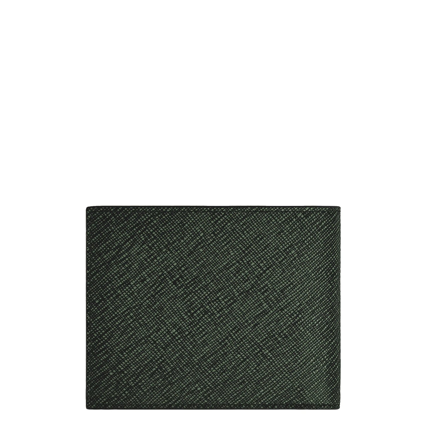 Montblanc khaki tweed wallet with 6 compartments in dark green two-tone embossed sartorial leather with crosshatch pattern