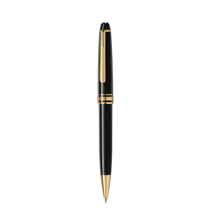 Elegant Montblanc Meistertuck Gold-Coated Classique Mechanical Pencil in black with gold-plated fittings and a refined glossy finish.