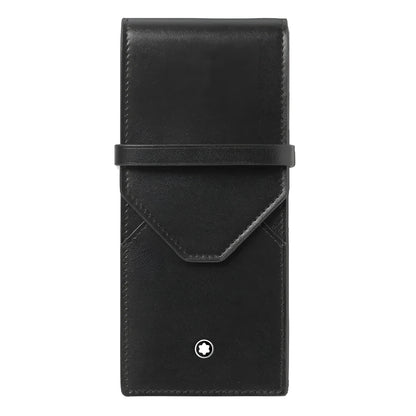 Montblanc Meisterst�ck 3-Piece Writing Instrument Case in smooth black leather with textured finish and silver star logo