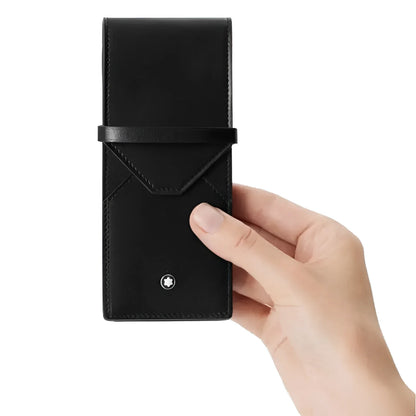 Montblanc pencil case in smooth black leather with stitched flap closure and silver star logo Montblanc Meisterst�ck Classique
