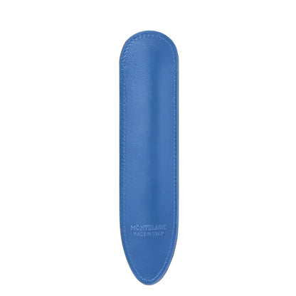 Montblanc Meisterst�ck Dusty Blue Writing Instrument Case for 1 Pen in Vibrant Blue Leather with Fine Stitching