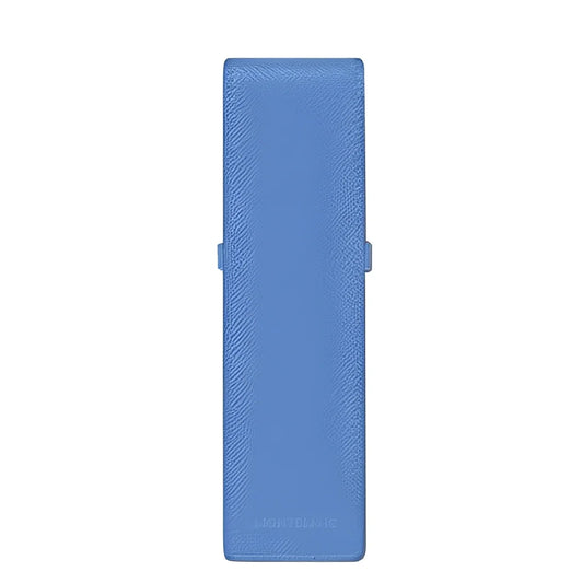 Montblanc astuccio per 2 strumenti da scrittura in pelle light blue dusty blue con design minimalista casa elegante