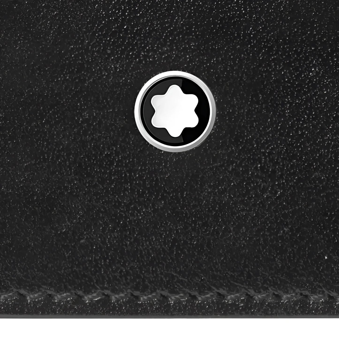 Montblanc Meisterst�ck 3-piece writing instrument case in smooth black leather with silver-toned circular emblem and white star