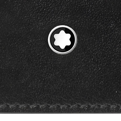 Montblanc Meisterst�ck 3-piece writing instrument case in smooth black leather with silver-toned circular emblem and white star