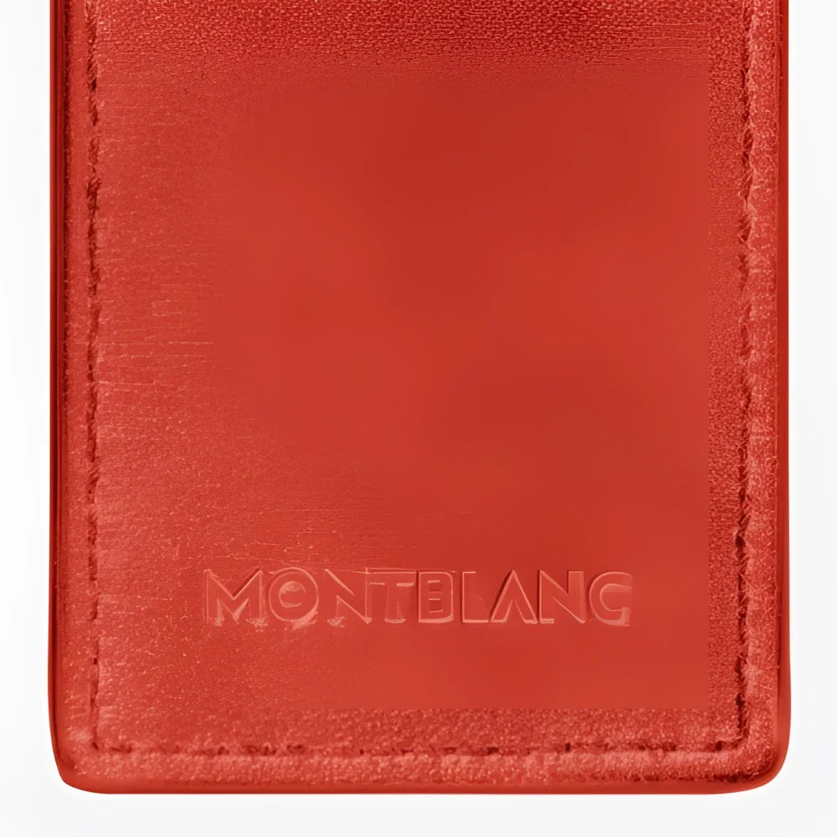 Montblanc astuccio 2 strumenti da scrittura meisterstück corallo in pelle scamosciata rossa con logo inciso subtle