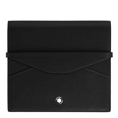 Montblanc luxury black leather pencil case with silver star logo for 8 writing instruments, ultra-spacious