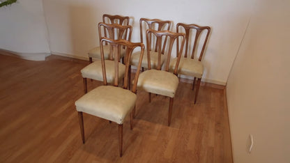 Set di 6 sedie mid-century modern in similpelle bianca — Italia, anni '60