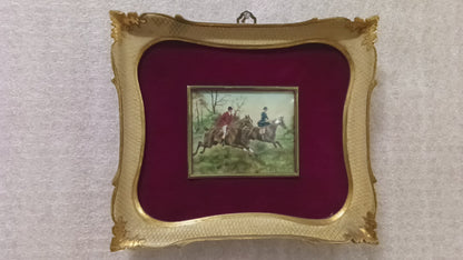 Miniature oil on canvas, signed, with original frame — English manufacture, 19th century