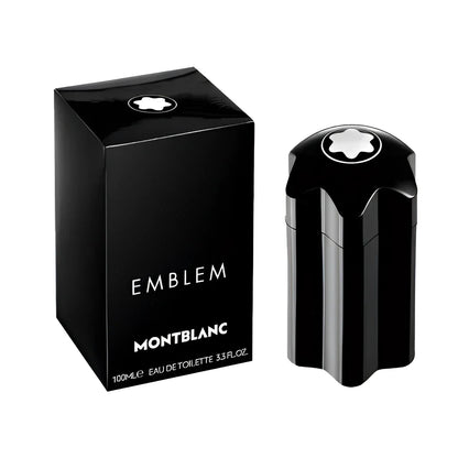 Montblanc emblem eau de toilette 100ml black bottle with faceted design and silver star embodies an essence new men's fragrance Montblanc
