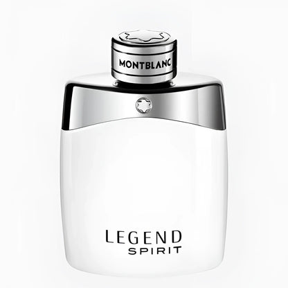 Montblanc Legend Spirit Eau de Toilette 100ml bottle with elegant white body and polished silver cap