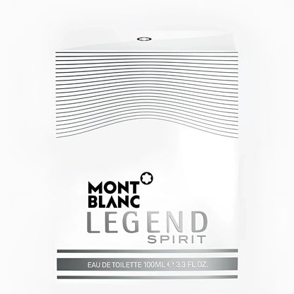 Montblanc Legend Spirit Eau de Toilette 100ml in an elegant white box with silver lines and black lettering