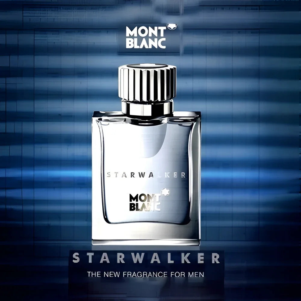 Montblanc Starwalker Eau de Toilette 75ml MB005A01 in an elegant transparent bottle with a silver cap and a minimalist design.