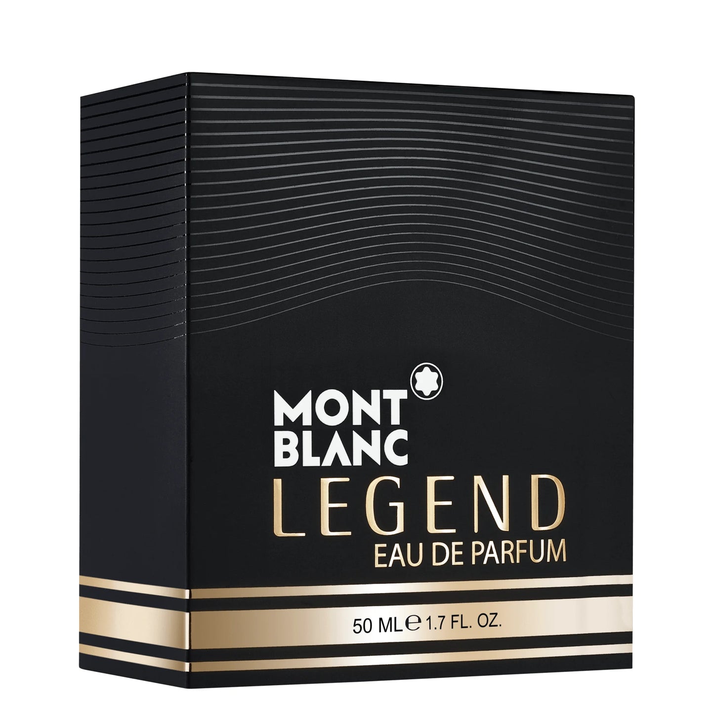 Montblanc Legend Eau de Parfum 50ml in black and gold with an elegant wavy design.