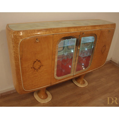Art deco armadio in legno con ante in vetro camera da pranzo mid century moderna di vittorio dassi anni 50