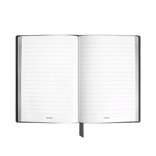 Montblanc blocco note #146 a righe in pelle nera con pagine a righe e segnalibro multi lime verde elegante