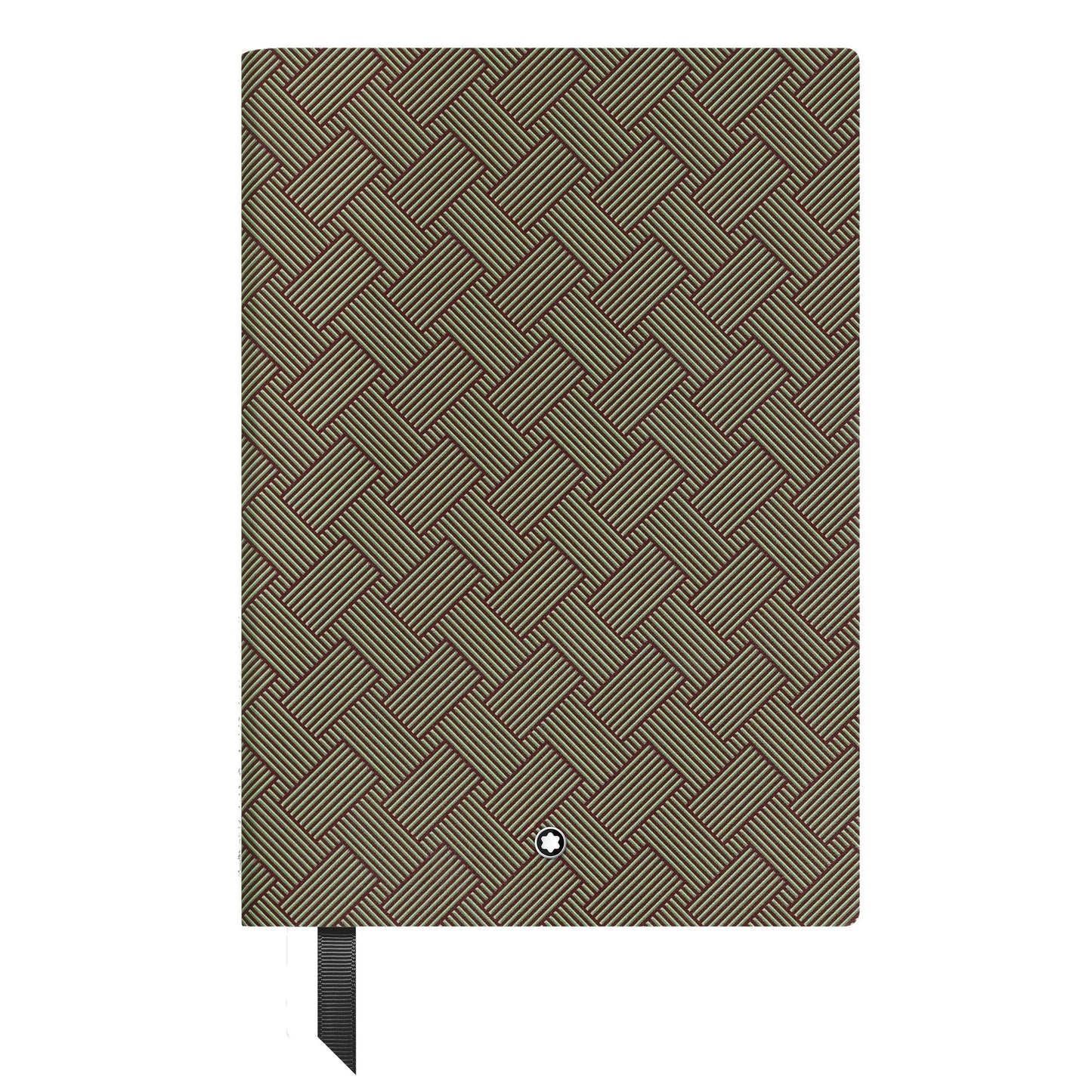 Montblanc multi-notebook lime green in olive woven leather with pattern and small silver emblem
