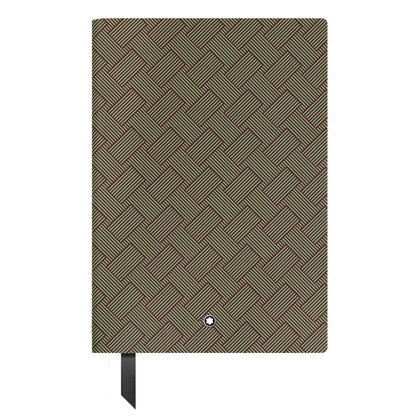 Montblanc multi-notebook lime green in olive woven leather with pattern and small silver emblem