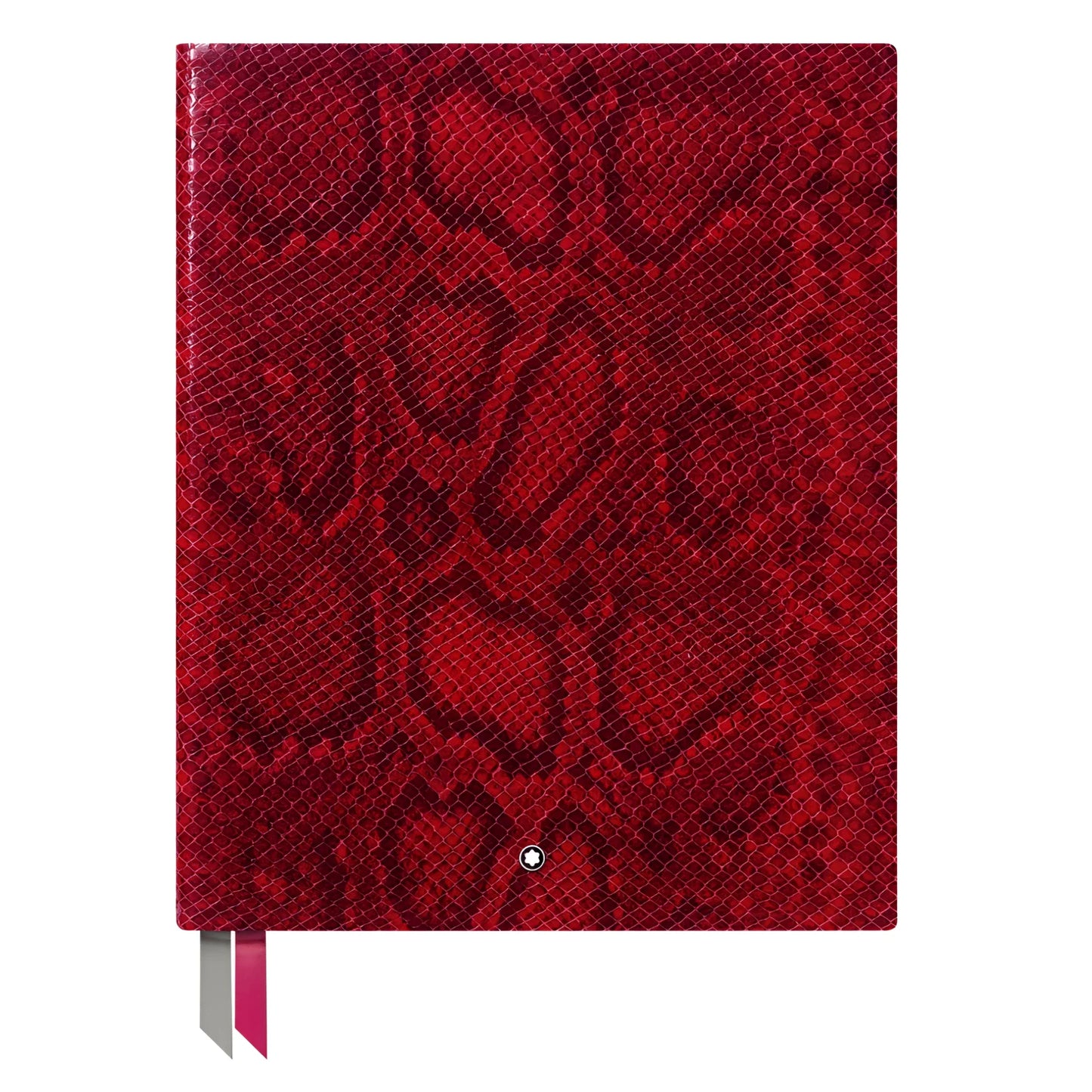 Montblanc notebook with refined red python print and two-tone ribbon bookmark in luxurious python print