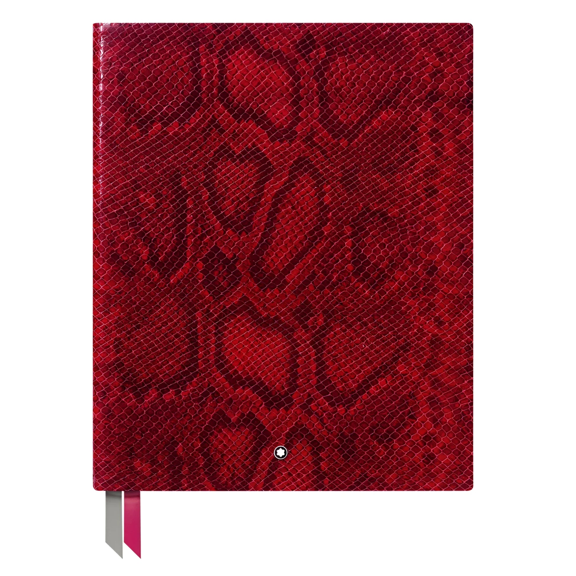 Montblanc notebook with refined red python print and two-tone ribbon bookmark in luxurious python print