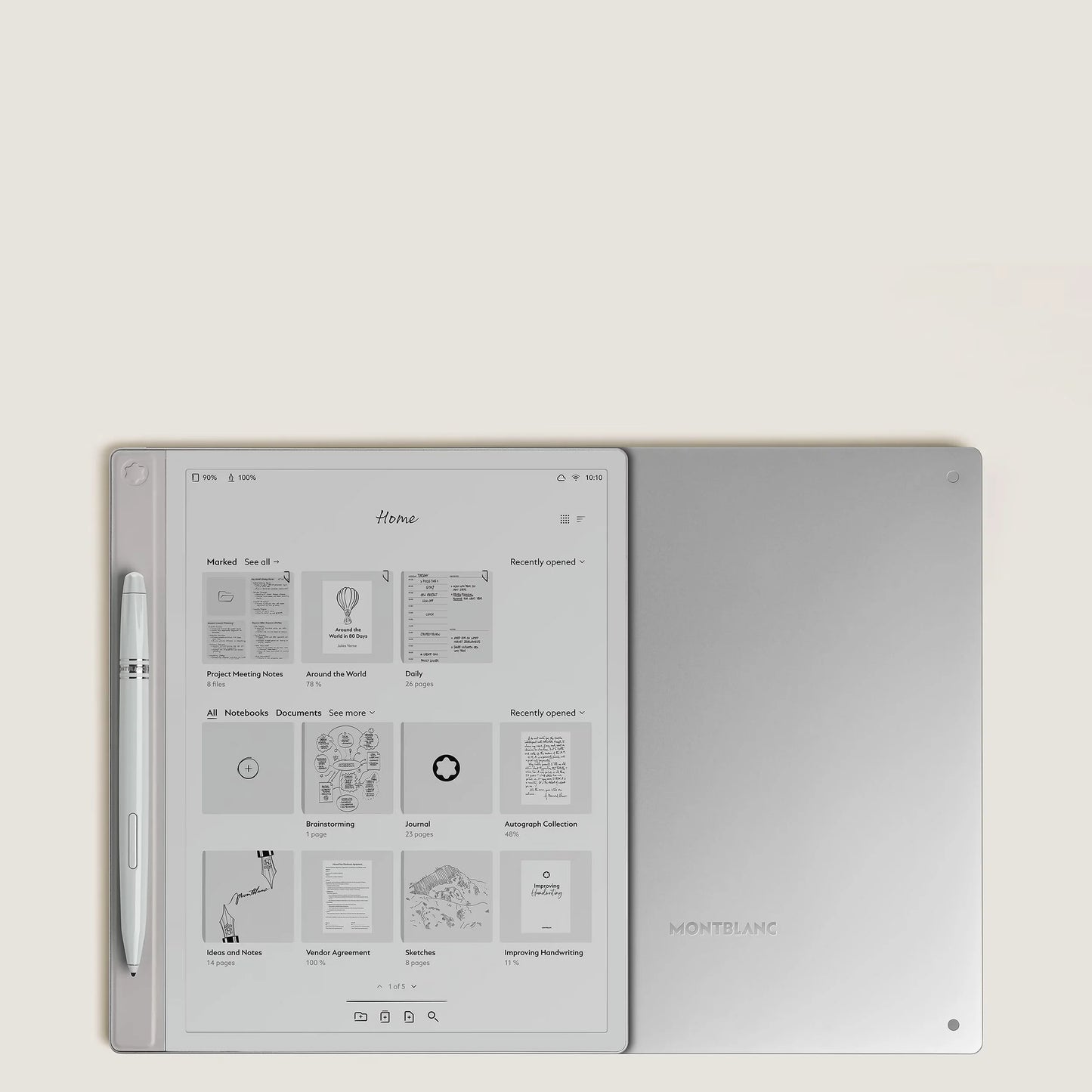 Montblanc Digital Paper Silver 135012 digital tablet in silver with matching stylus for writing and drawing