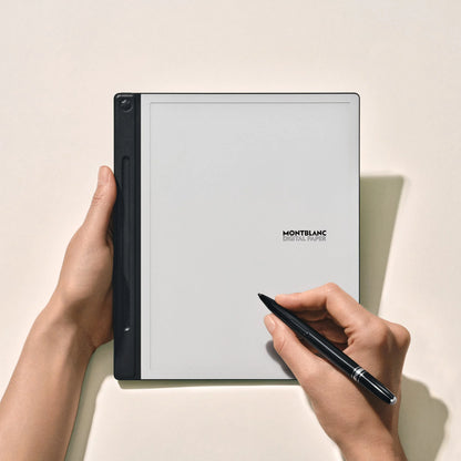 Montblanc Digital Paper Black 135010 tablet with elegant black frame and minimalist white surface for digital writing