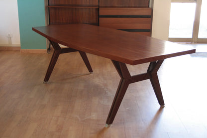 Tavolo tolomeo di ico parisi in legno rettangolare con gambe inclinate modello scrivania direzionale italiana 1958