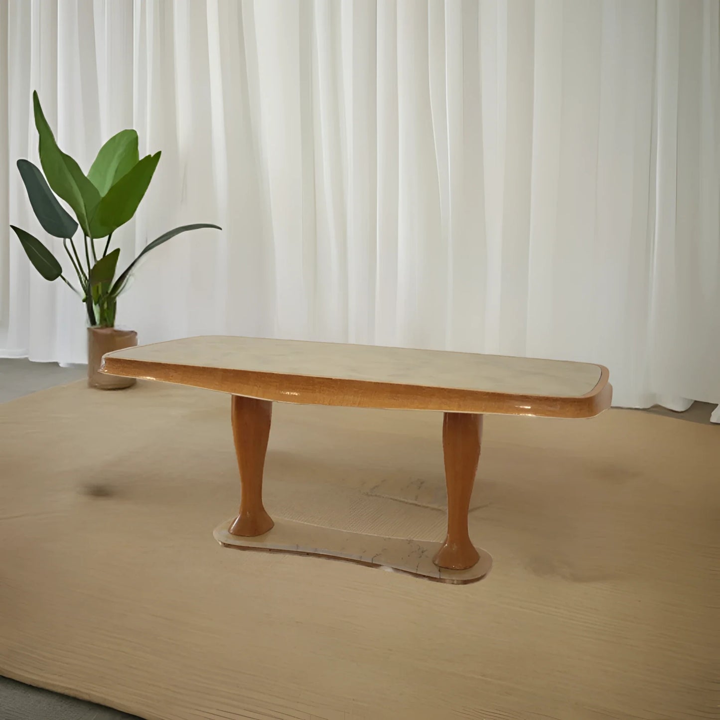 Tavolo da pranzo rectangular in legno di vittorio dassi anni 50 stile mid-century moderno da dario raia antiquariato
