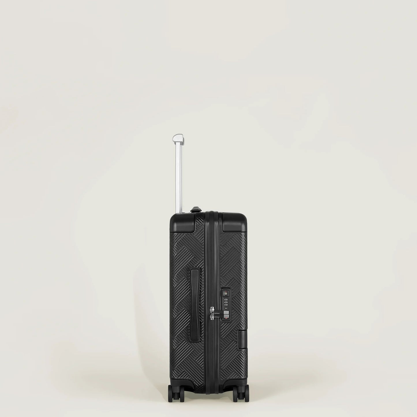 Montblanc MY4810 Extreme Black Trolley with Herringbone Hardside Case and Silver Telescopic Handle