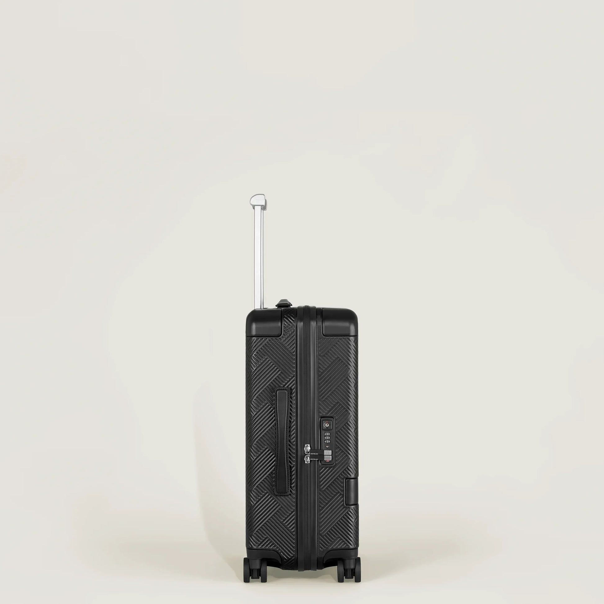 Montblanc MY4810 Extreme Black Trolley with Herringbone Hardside Case and Silver Telescopic Handle