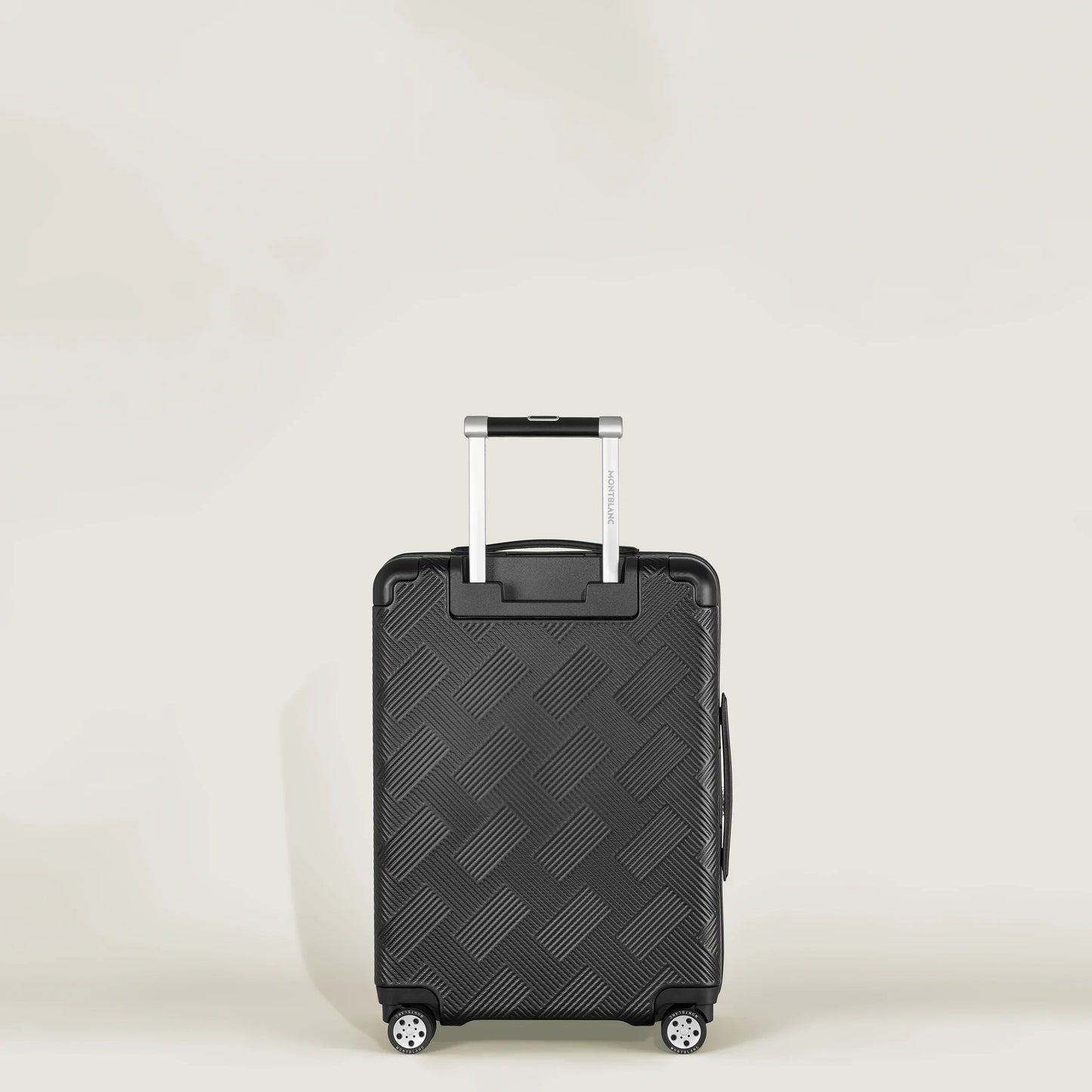 Montblanc MY4810 Extreme Black Rolling Suitcase with Hard Diamond Surface and Silver Telescopic Handle