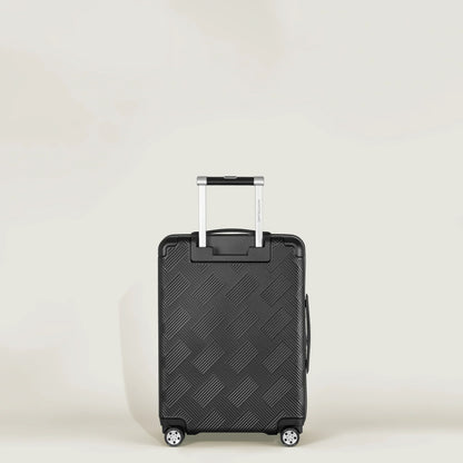 Montblanc MY4810 Extreme Black Rolling Suitcase with Hard Diamond Surface and Silver Telescopic Handle