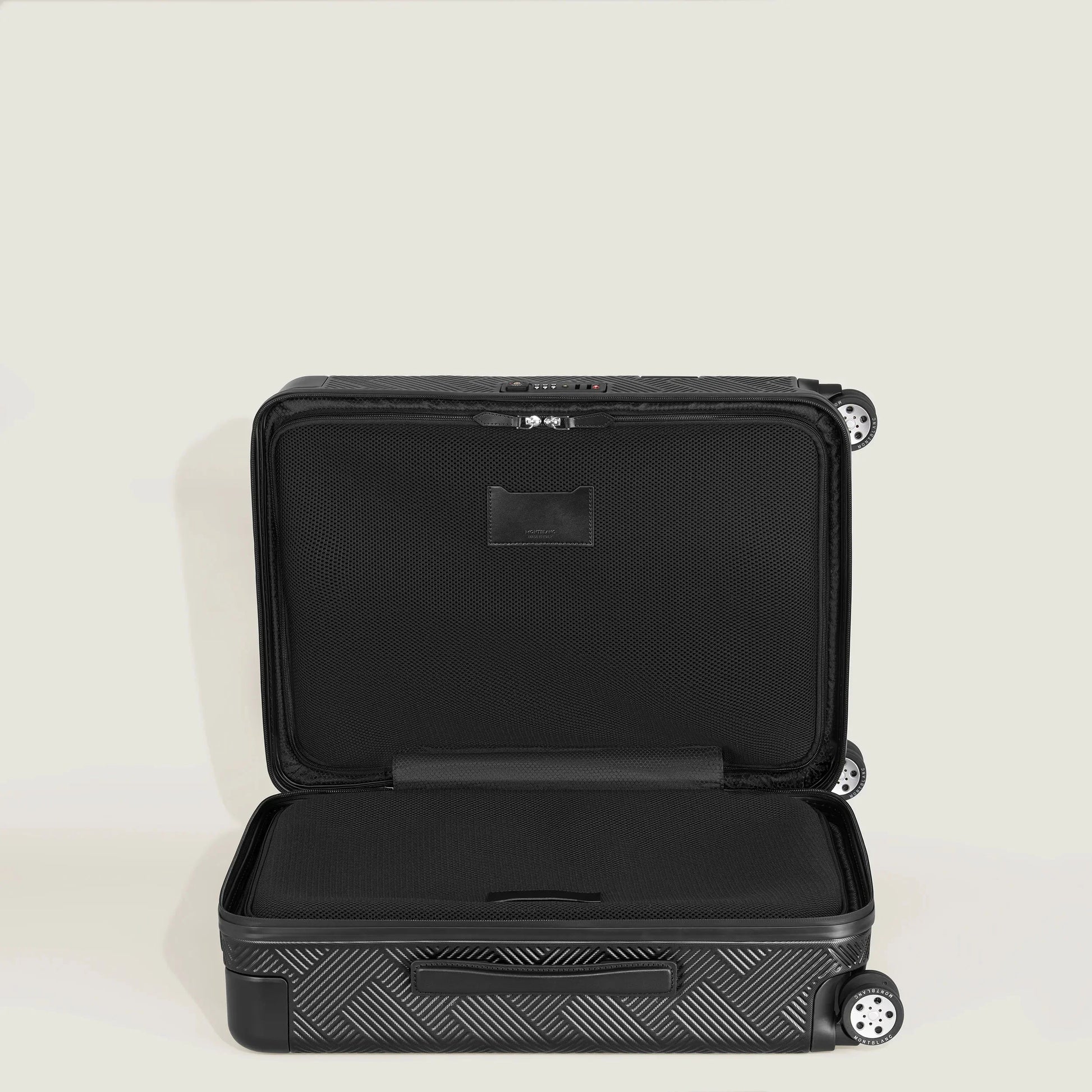 Montblanc MY4810 Extreme Black Trolley with Herringbone Hard Shell and Four Spinner Wheels