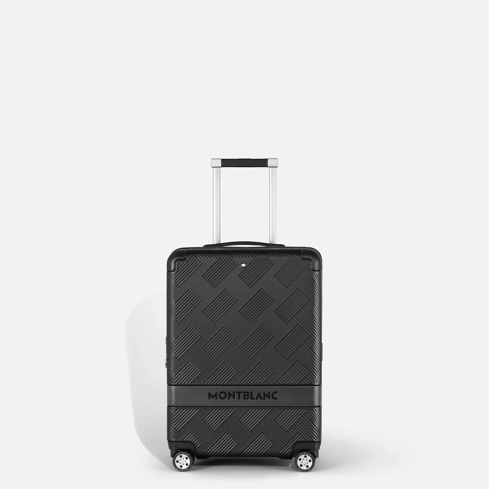 Montblanc MY4810 Extreme Black Cabin Trolley with Diamond Textured Hard Shell and Silver Telescopic Handle