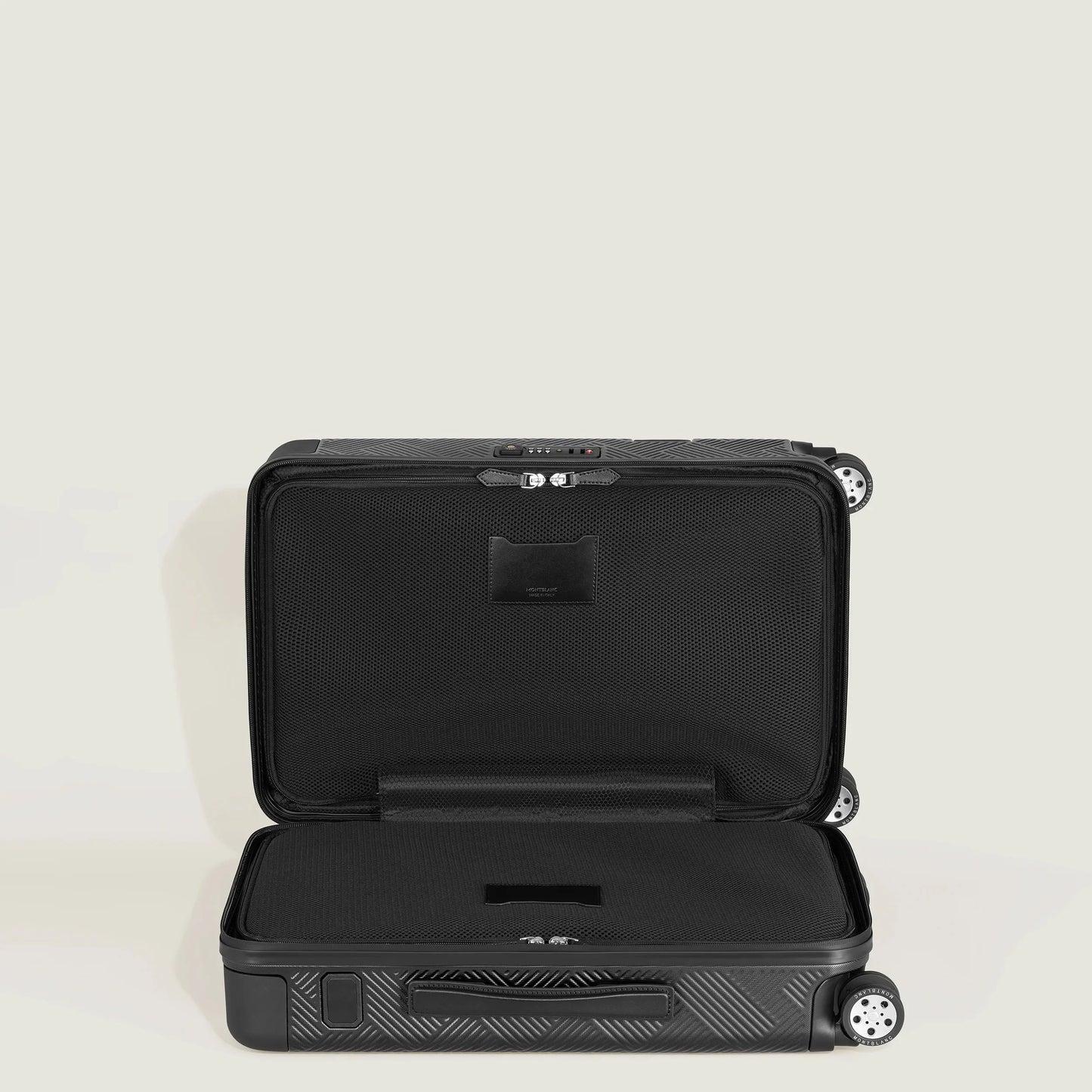 Montblanc trolley da cabina nero con esterno rigido a rombi e quattro ruote per la prossima avventura livello successivo