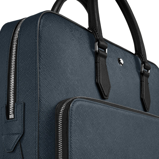 Montblanc Sartorial tweed medium briefcase blue 220332