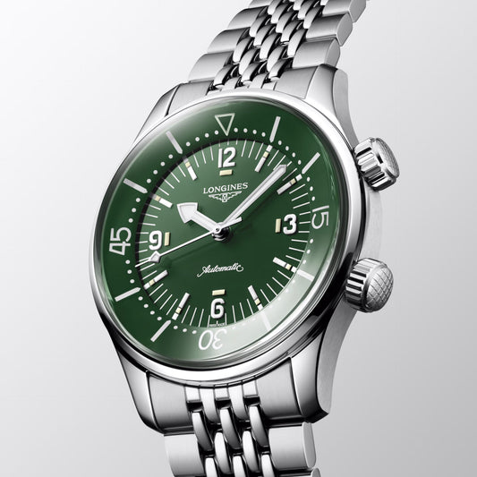 Longines Legend Diver 39mm green automatic steel watch L3.764.4.06.6