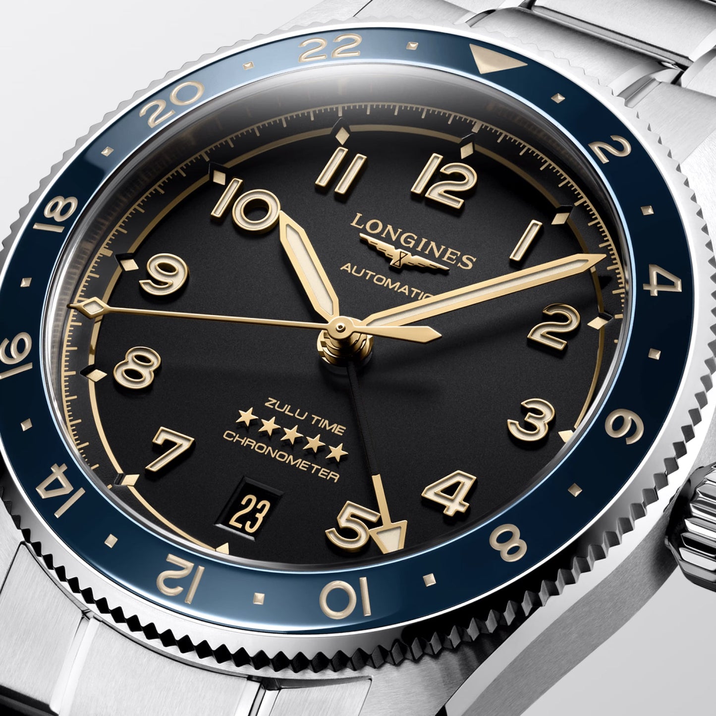 Longines Spirit Zulu Time 39mm anthracite automatic steel watch L3.802.4.60.6