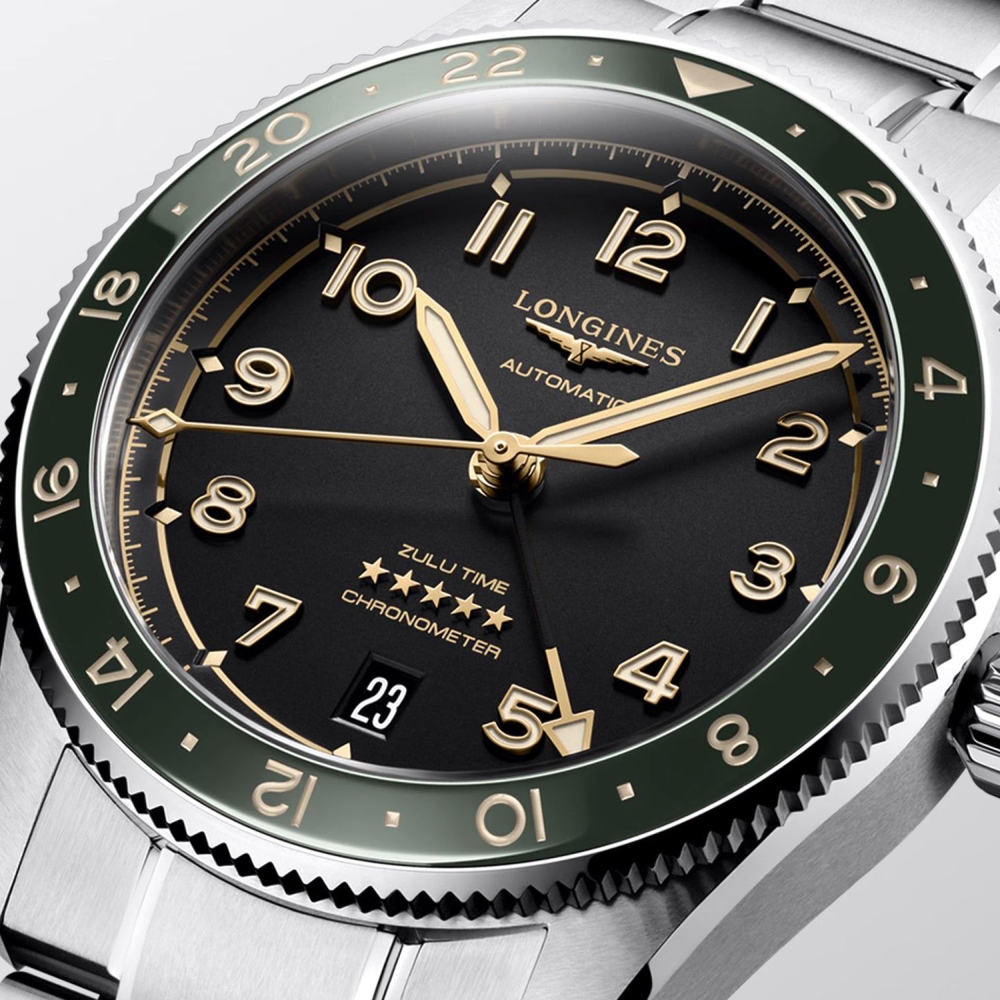 Longines Spirit Zulu Time 39mm anthracite automatic steel watch L3.802.4.63.6