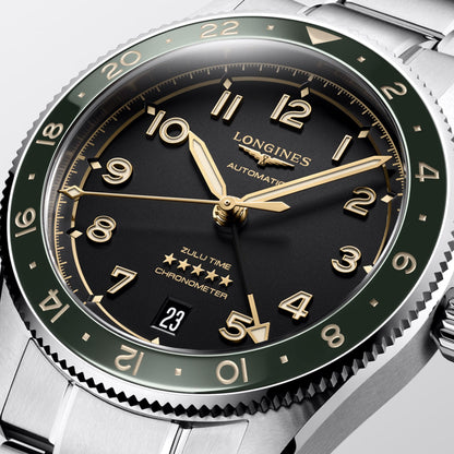 Longines Spirit Zulu Time 39mm anthracite automatic steel watch L3.802.4.63.6
