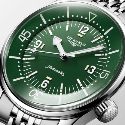 Longines Legend Diver 39mm green automatic steel watch L3.764.4.06.6