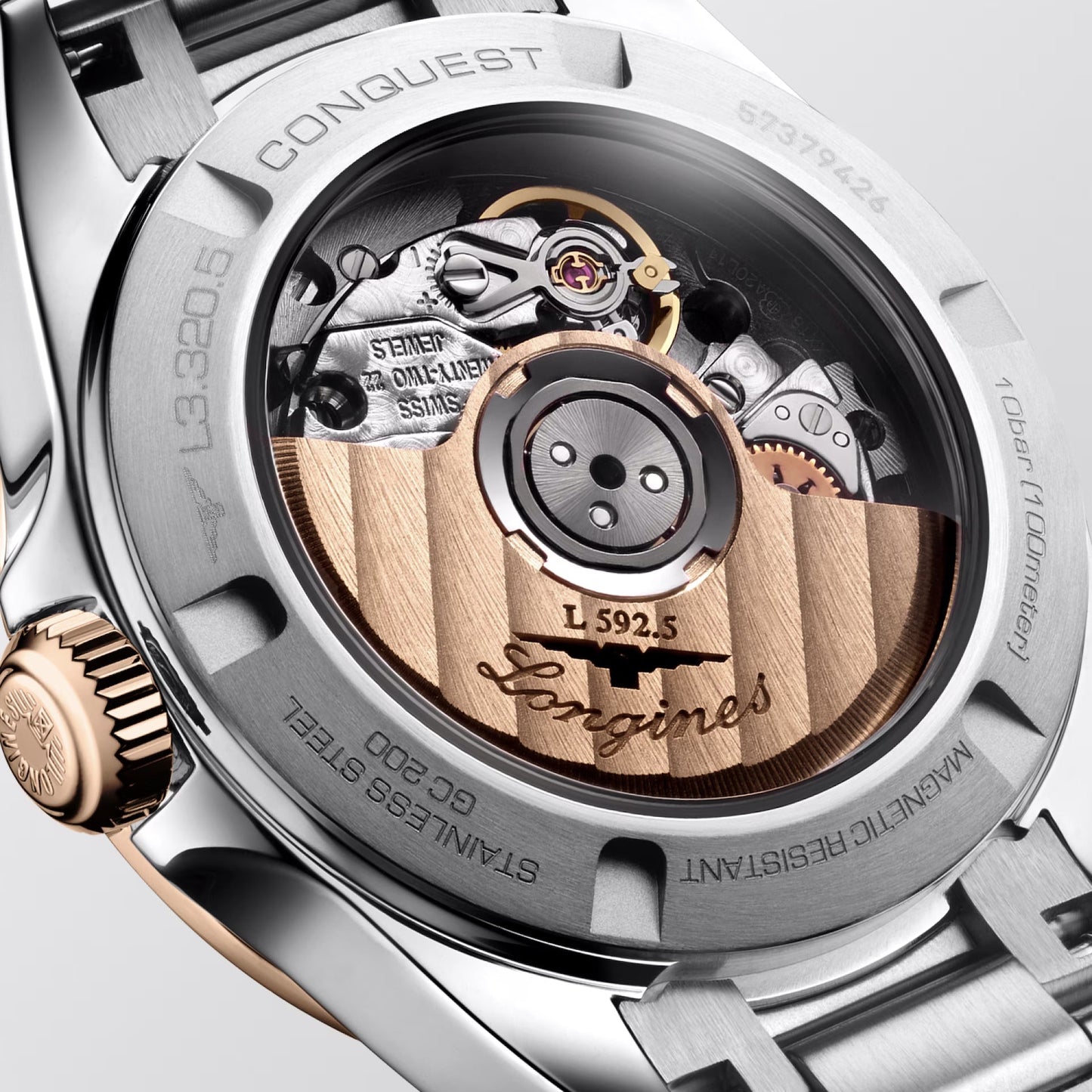 Longines Conquest 30mm Blue Automatic Stainless Steel Rose Gold PVD Finish L3.320.5.92.6