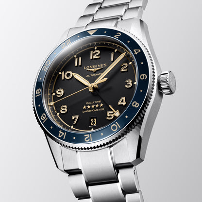 Longines Spirit Zulu Time 39mm anthracite automatic steel watch L3.802.4.60.6