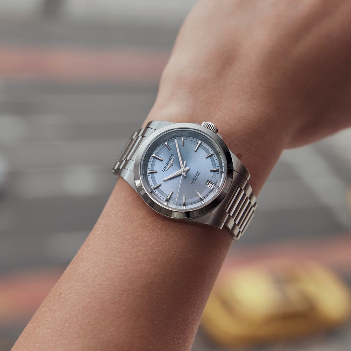 Longines Conquest 34mm light blue automatic steel watch L3.430.4.92.6