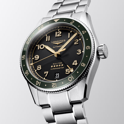 Longines Spirit Zulu Time 39mm anthracite automatic steel watch L3.802.4.63.6