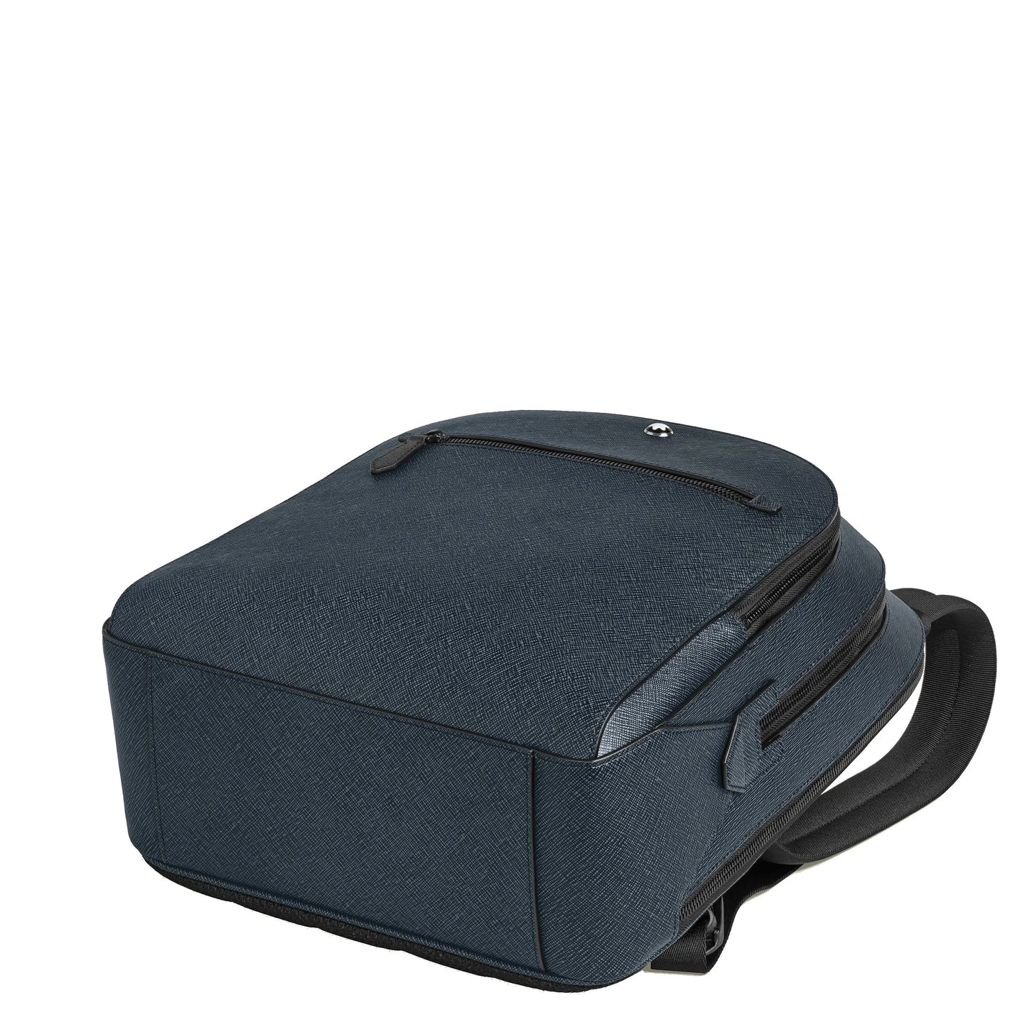 Montblanc zaino medio in tweed blu con pelle sartorial goffrata e logo metallico per stile urbano sofisticato